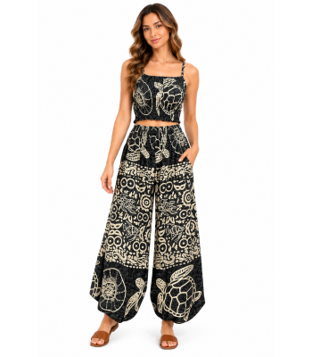 Rayon Turtle Top and Skirt Pant Set KTY428