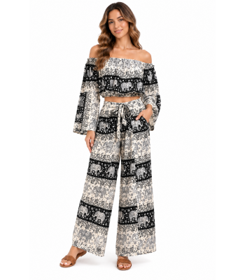 Rayon Elephant  L/S Top and Pant Set KTY432