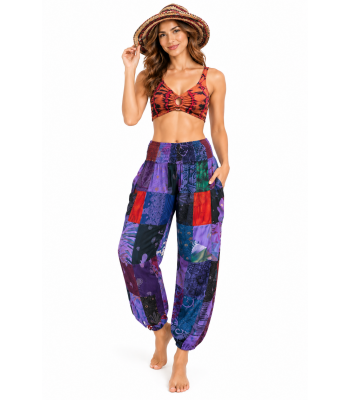 Rayon Blue Multi Patchwork Yoga Pant KTY509 