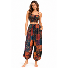 Rayon Red Multi Patchwork Top and Pant Set KTY510