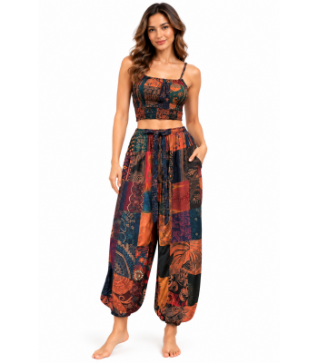Rayon Red Multi Patchwork Top and Pant Set KTY510 