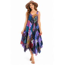 Rayon Blue Multi Patchwork Sun Dress KTY511