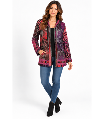 Women's Floral Zip Hooded Jacket (KV8206)