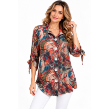 Women's Multi Three Button Drawstring Sleeve Angel Shirt   KX25023