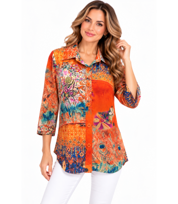 Artwork Multi Color Floral Button Shirt  KX25025 