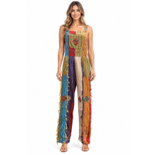 Cotton Emb Hobo Fringe Overall Jumpsuit LF524