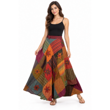 Cotton Multi Flower Embroidery Festival Warp Around  Skirts LF537