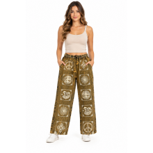 Cotton Multi Green Block Artwork Wellness Pant NC47