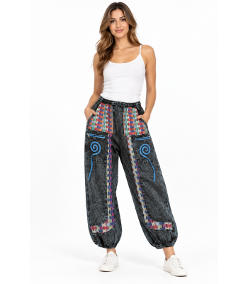 Cotton Denim Multi Decorated Swirl Himalaya Pant R25792