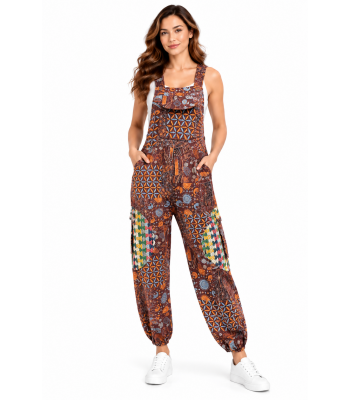 Mandala Box Pocket Jumpsuit Overall R25853