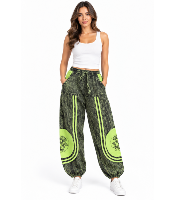 Cotton Patchwork Stonewashed Mushroom Pant R25915