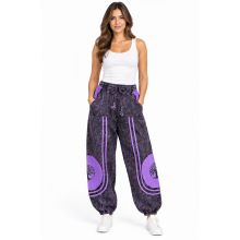 Cotton Patchwork Stonewashed Purple Tree of life Pant R25918