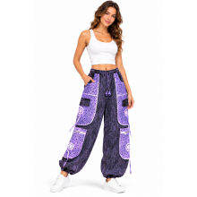 Cotton Multi Patchwork Purple land Swirl Sun Moon Pant R25920
