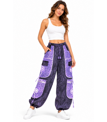 Cotton Multi Patchwork Purple land Swirl Sun Moon Pant R25920