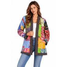 Cotton Hand Stiches Patchwork Kantha Open Front Cardigan Jacket R25993