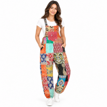 Cotton Multi Patchwork Bottom Closer Kantha Overall Jumpsuit R26000