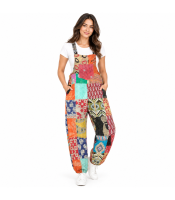 Cotton Multi Patchwork Bottom Closer Kantha Overall Jumpsuit R26000