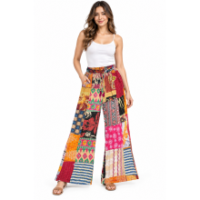 Cotton Multi Patch Wide Leg Palazzo Kantha Pant R26001