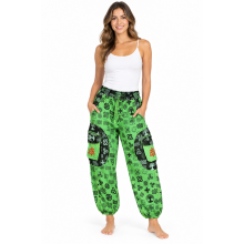 Cotton Multi Green Patch Pocket Celtic Star Yoga Pant R26013