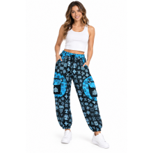 Cotton Multi Blue Patch pocket Celtic Star Yoga Pant R26014