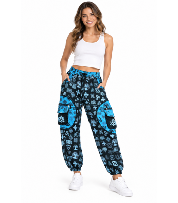 Cotton Multi Blue Patch pocket Celtic Star Yoga Pant R26014