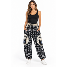 Cotton Black and White Patch pocket Celtic Star Yoga Pant R26015
