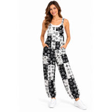 Cotton Black and White Multi Celtic Overall Jumpsuit R26020