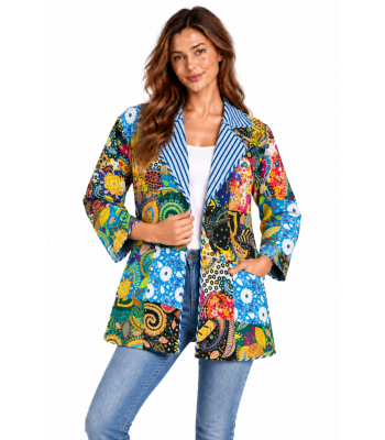 Cotton Kantha Quilted Boho Vintage Festive Reversal Coat Jacket R26043