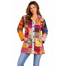 Cotton Hood Quilted Kantha Jacket R26056