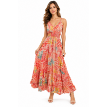 Bohemian Vintage Spaghetti Straps Red Spiral  floral   Maxi Dress RSD35