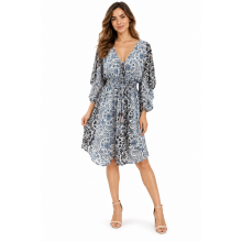 Bohemian Vintage Patch print  V neck  bell sleeve sunflower Tunic Dress RSD40