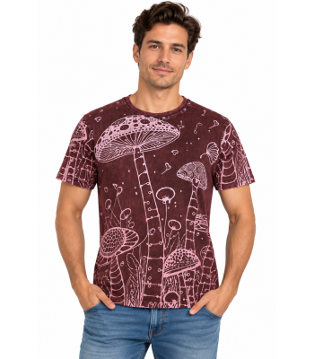 Cotton Stone wash Jungle of Mushroom T  Shirts S119