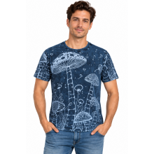Cotton Stone wash Jungle of Blue Mushroom T  Shirts S120