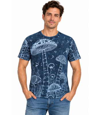Cotton Stone wash Jungle of Blue Mushroom T Shirts S120
