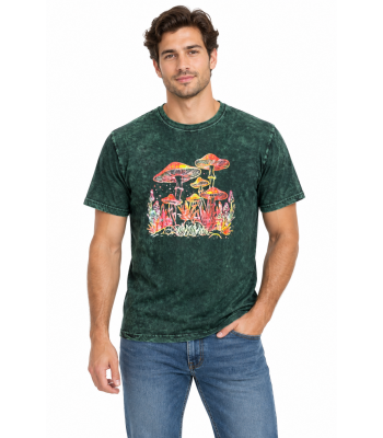 Cotton Multi Green Red Mushroom T shirts S133