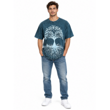Cotton Stonewash  Half slv  Round Neck Bodhi Tree   T-shirt  S2028