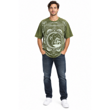 Cotton Stonewash  Half slv  Round Neck Moon Mushroom T-shirt S2029