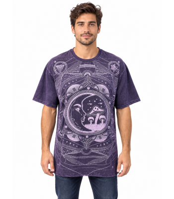 Cotton Stonewash Half slv Round Neck Universe Mushroom T-Shirt S2030