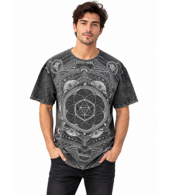 Cotton Stonewash  Half slv  Round Neck  Mandala Universe  T-shirt   S2031