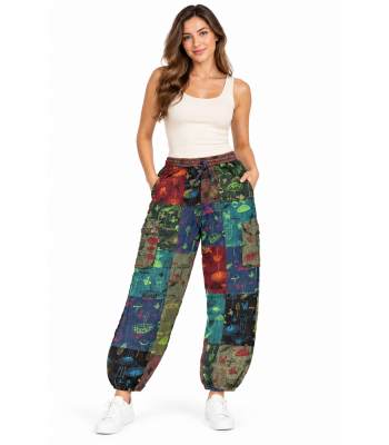 Cotton Patchwork Multi Color Mushroom Yoga Pant SF69