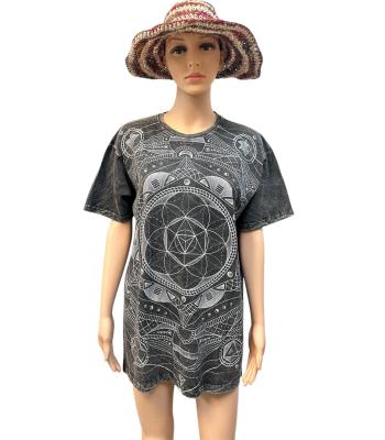 Cotton Stonewash  Half slv  Round Neck  Mandala Universe  T-shirt   S2031