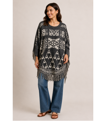 Women's Fringe Poncho (KF2187)