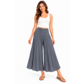 Cotton Crinkle Charcoal Gray Wide Leg Palazzo Pants  KTX261449