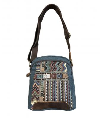Canvas Leather Trim Multi  Sling Bag K24889