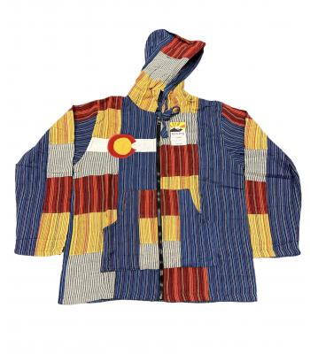 Cotton Patchwork  Co Hooded  Zip Up Jacket Wholesale (C23903)