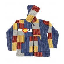 Cotton Patchwork  Fleece Lining  Co Hooded  Zip Up Jacket C23927