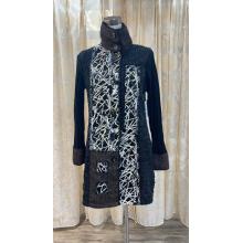 Women's  B/W White Strip Emb Coat KT2389 PLUS SIZE