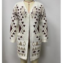Women's Aztec SW Off White Multi Open Front Cardigan (KF23416)