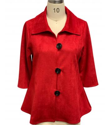 Women's Three Button Red Button Collar Jacket Wholesale RK1275