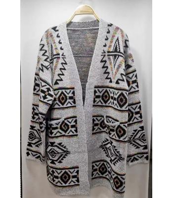 Women's Open Front Aztec  Sweater Cardigan KF23404